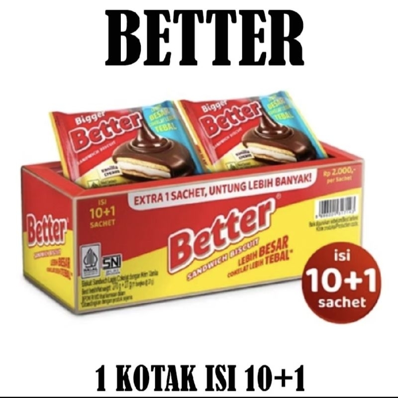 

BETTER VANILA CREAM 1 box/ BETTER ROMA/BISKUIT SALUT COKLAT 10+1 x 27g.. JR