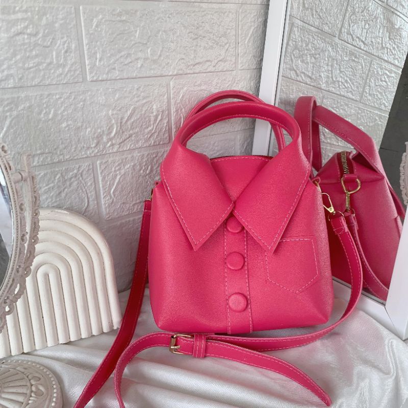 FUSCHIA TAS SELEMPANG WANITA MODEL KEMEJA VIRAL - TAS WANITA CANNAN MODEL KEMEJA