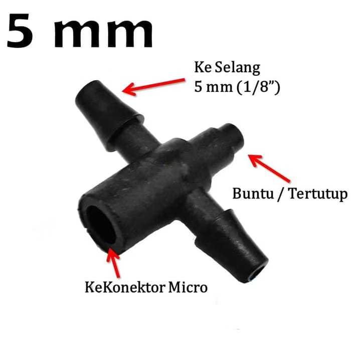 Micro Tee 5 mm Head / Micro Tee 5 mm Head Nepel Cabang 2