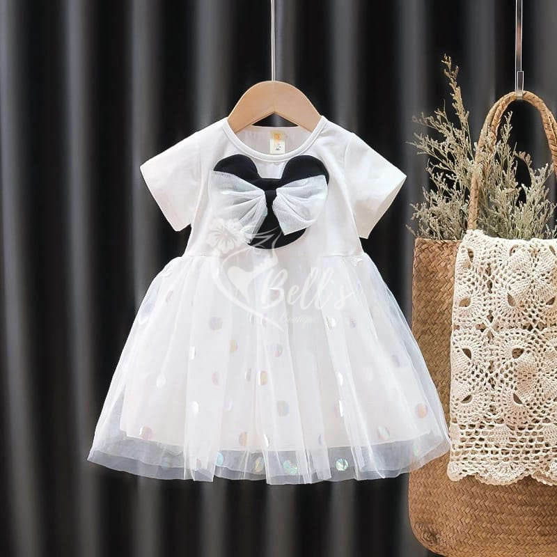 Dress anak perempuan baju gaun putih tutu tile pesta