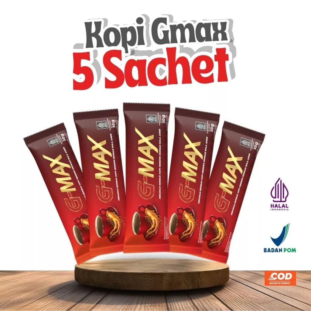 

KOPI STAMINA PRIA KUAT TAHAN LAMA ORIGINAL GMAX MINUMAN EXTRA GINGSENG ASLI BPOM 5 SACHET