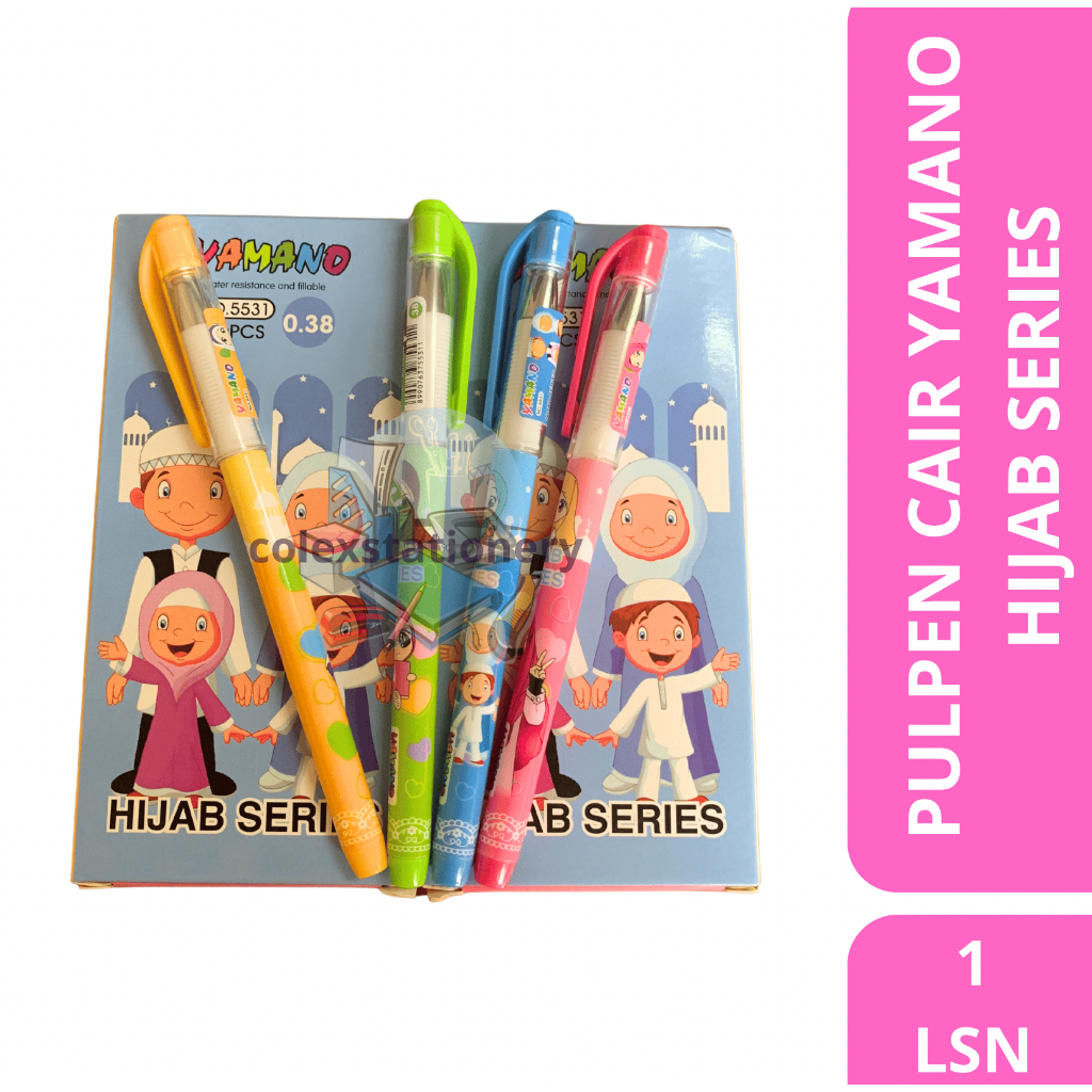 

[1 LUSIN] Pen Gel Hitam Hijab / Pulpen Cair Warna Hitam Hijab Series 0.38mm Murah Isi 12 Pcs Yamano