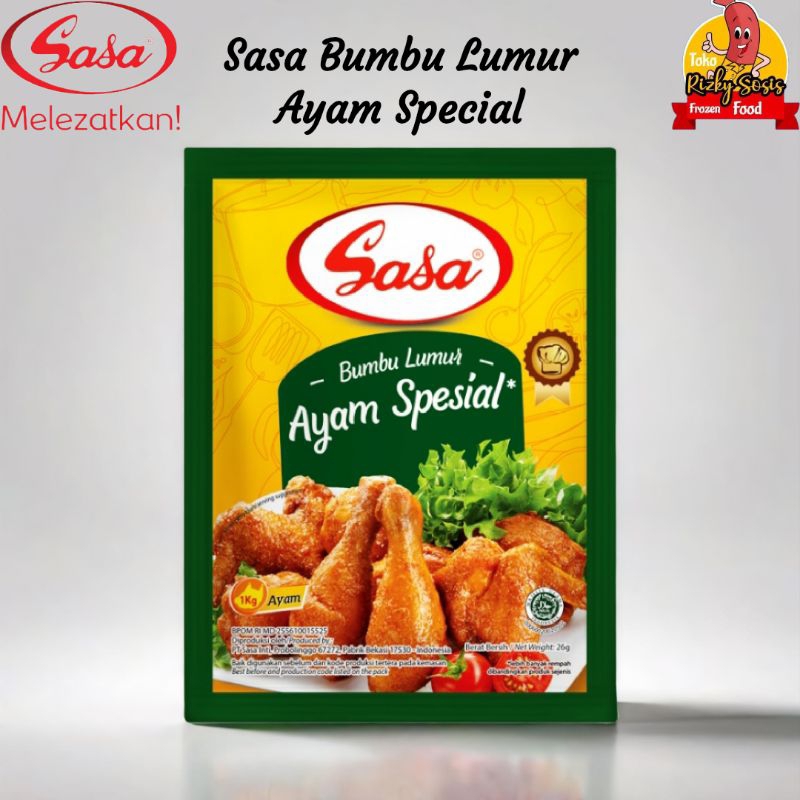 

Sasa Bumbu Lumur Ayam Special 26g / Sasa Bumbu Ungkep Ayam Kalasan 26 g ( 1 Renteng Isi 10)