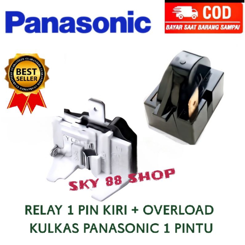 RELAY PTC 1 PIN KIRI + OVERLOAD KULKAS PANASONIC 1 PINTU / 1 SET . HIGH QUALITY