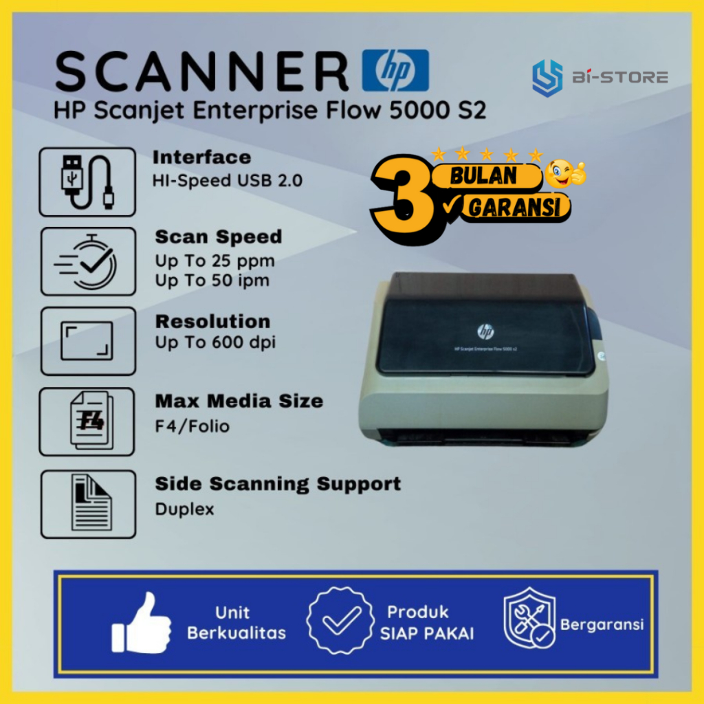 Scanner F4 Folio HP Scanjet Enterprise Flow 5000 S2 Bisa Duplex