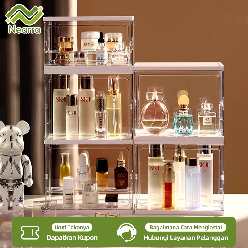 Nearra Rak Parfum Acrylic Storage Organizer Rak Kosmetik Penyimpanan Skincare Make Up Kotak Akrilik 