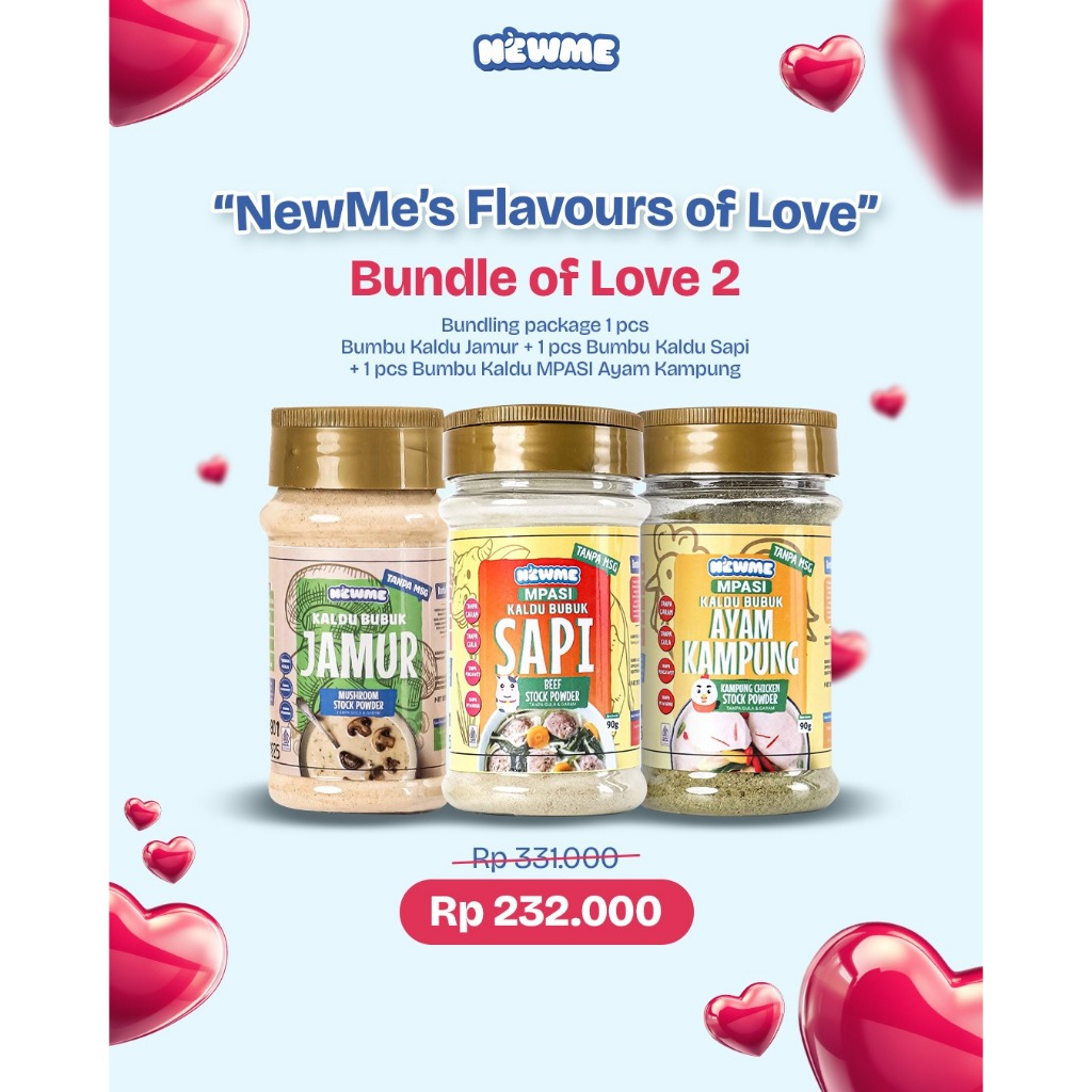 

NewMe's Flavours of Love - NewMe's Bundle of Love 2 (Kaldu Jamur, Kaldu MPASI Sapi, Kaldu MPASI Ayam Kampung)