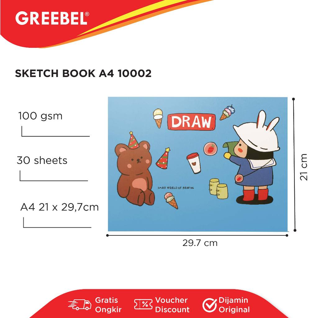 

HJK GREEBEL Sketch Book A4 / Buku Gambar A4 (10001/10002) 26 Lembar