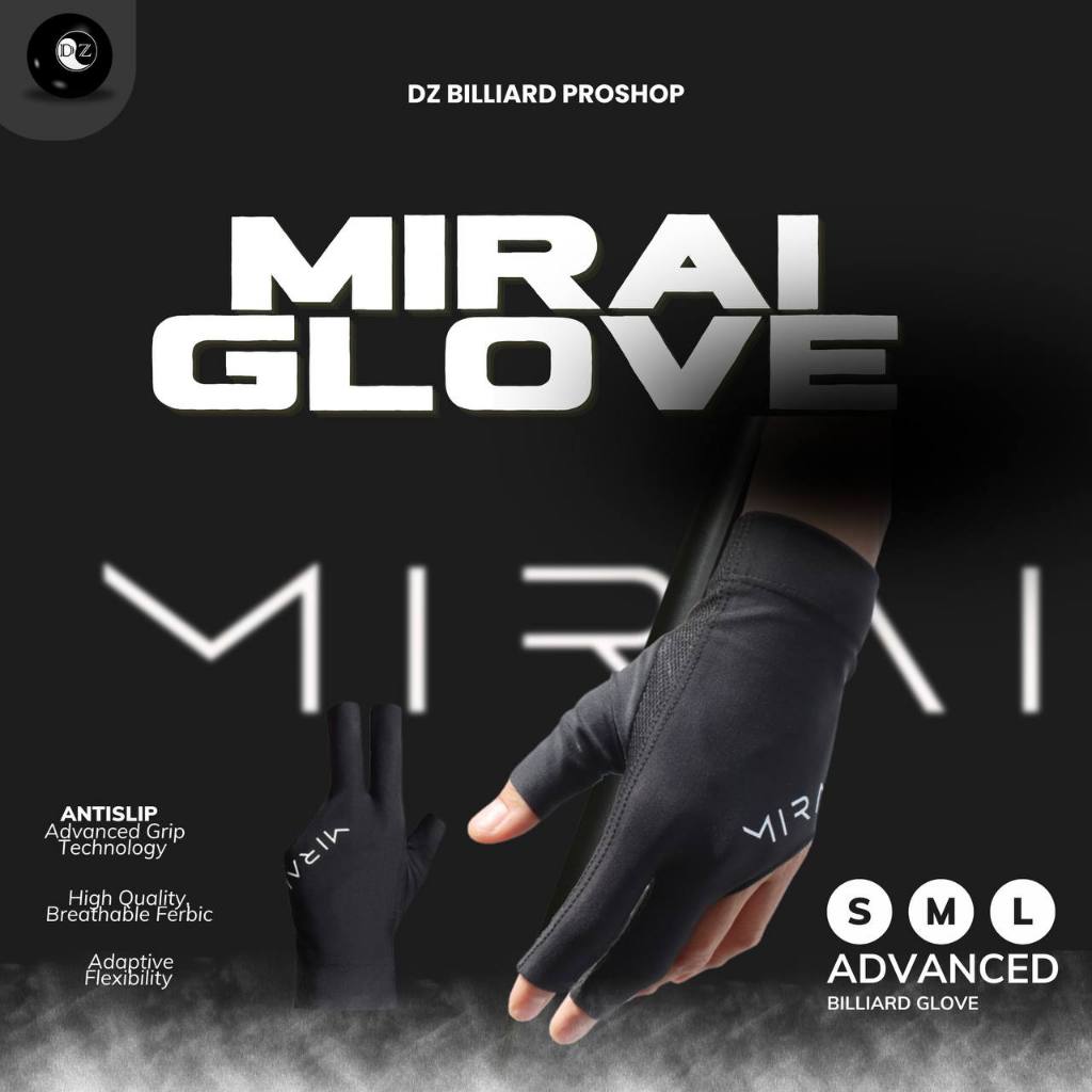 MIRAI GLOVE BLACK / SARUNG TANGAN BILLIARD