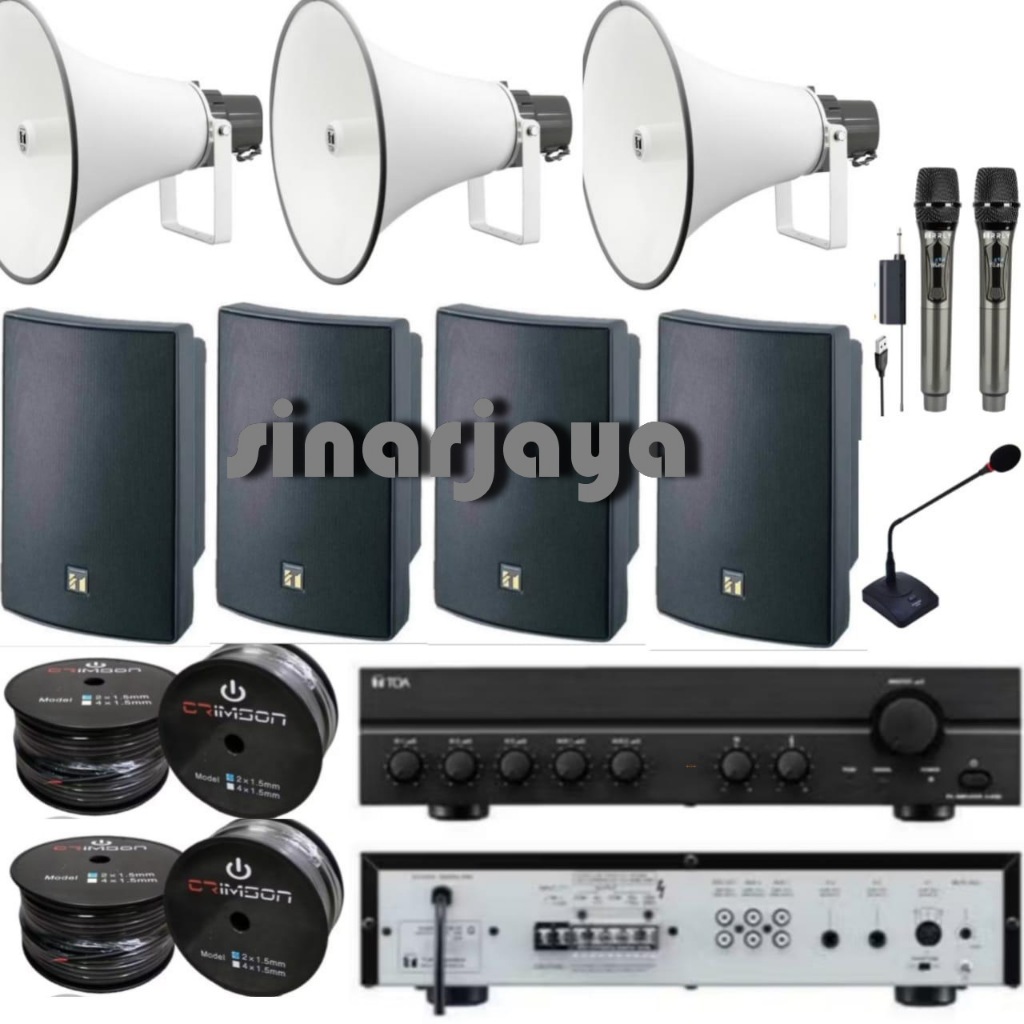 PAKET TOA SOUNDSYSTEM MASJID DAN MUSHOLLA AMPLI TOA 240 WATT 4 SPEAKER DALAM 3 CORONG