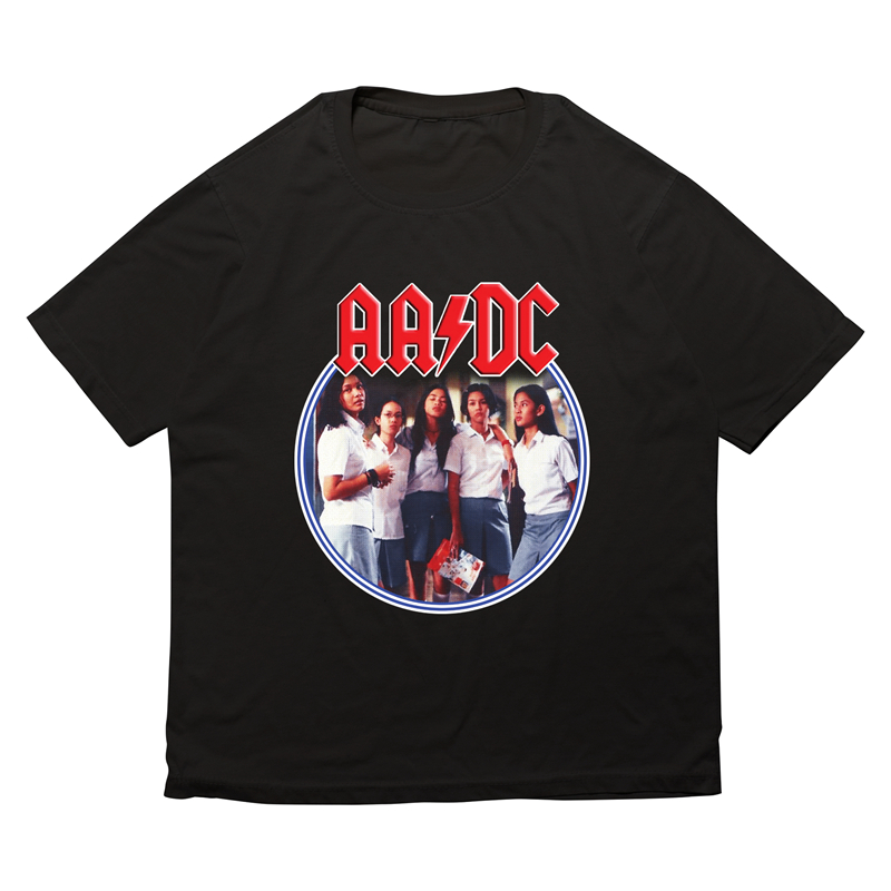 KAOS BAND ACDC PARODY AADC FILM PLESETAN LUCU LOGO KATA KATA