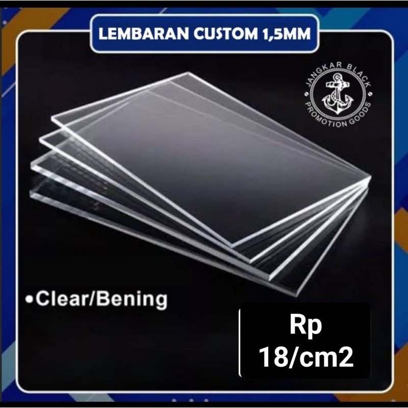 

1,5mm Akrilik Acrylic Bening Custom Potongan Bebas