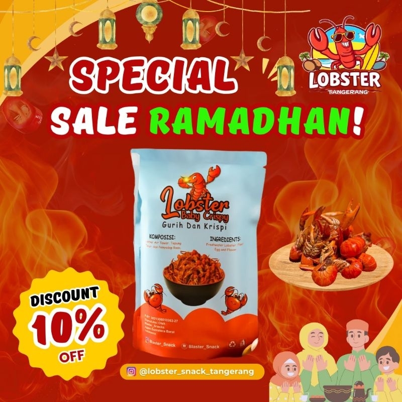 

Lobster Air Tawar Crispy Cemilan 100 Gram Rasa (Rendang,Pedas,Barbeque,Pedas Manis, Balado Ijo, Balado Jeruk)