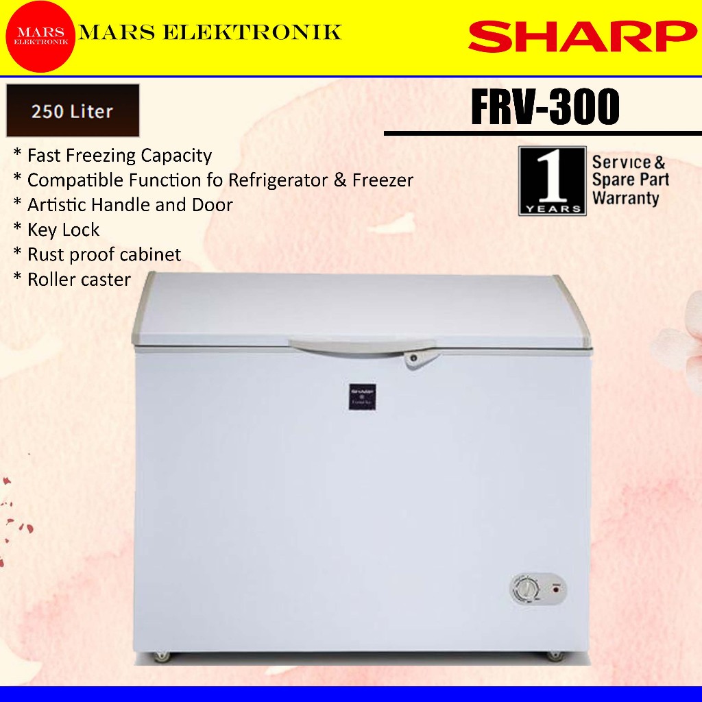CHEST FREEZER SHARP FRV-300 - KAPASITAS 250 LITER - PETI PEMBEKU KULKAS PEMBEKU FROZEN FOOD - READY