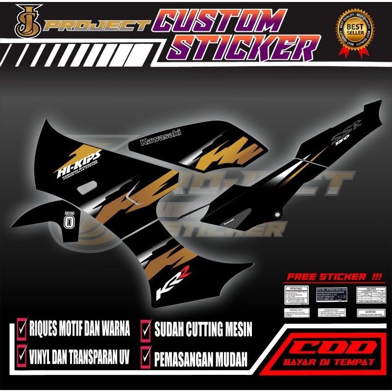 Sticker Striping NINJA KRR SSR HITAM Variasi Custom 04, transparan UV MAXDECAL (bisa request)