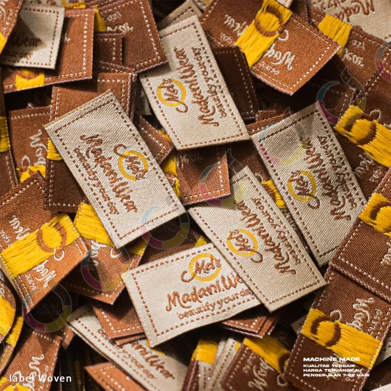 4x8 cm label woven bordir label baju label bordir label custom