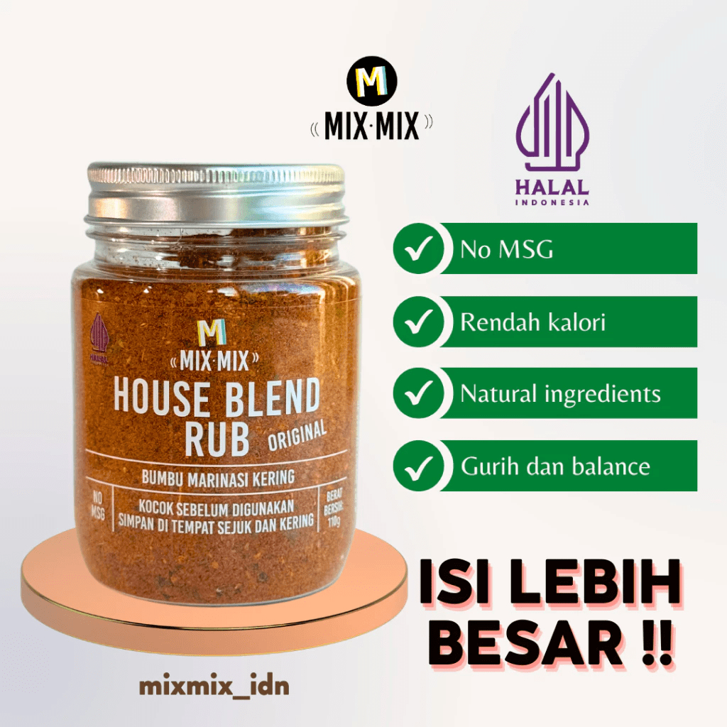 

Mixmix Dry Rub Bumbu Marinasi Serbaguna Rendah Kalori Spices Cajun Seasoning BBQ Grill 110 Gram