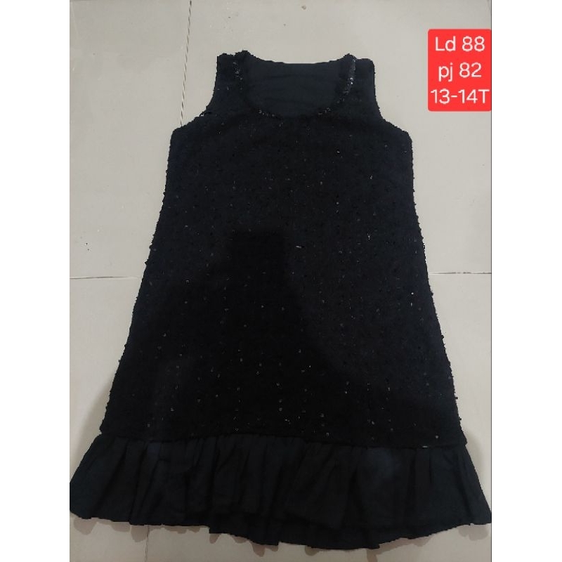 Dress sequin anak remaja warna hitam dress pesta anak remaja