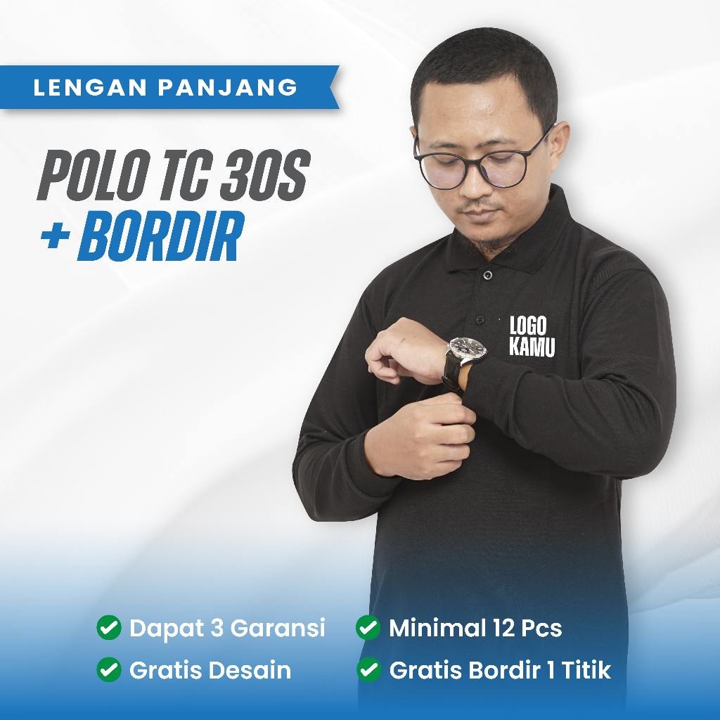 POLO SHIRT CUSTOM BORDIR | BAJU SERAGAM KERJA KARYAWAN TOKO/KANTOR | KAOS KERAH LENGAN PANJANG