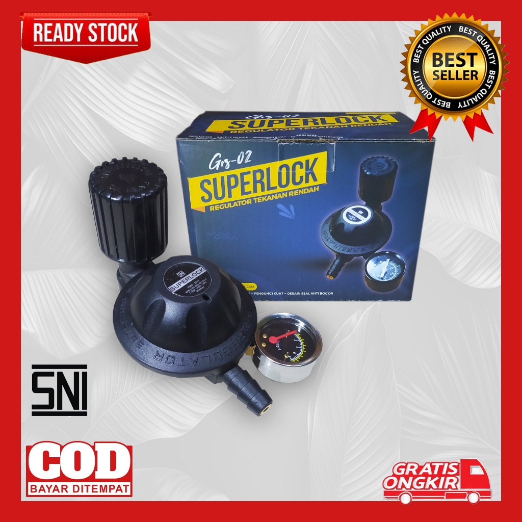REGULATOR SUPERLOCK KOMPOR GAS (GRS-02) GASCOM REGULATOR GAS LPG SUPERLOCK Aman Anti Bocor