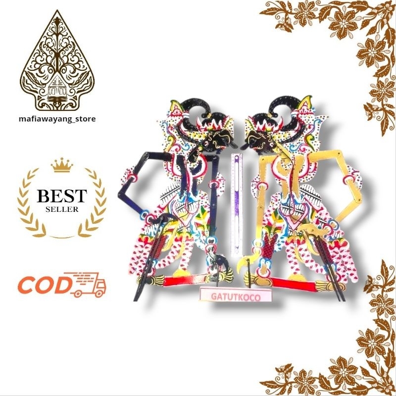 wayang kulit gatotkaca emas bahan kulit sapi asli