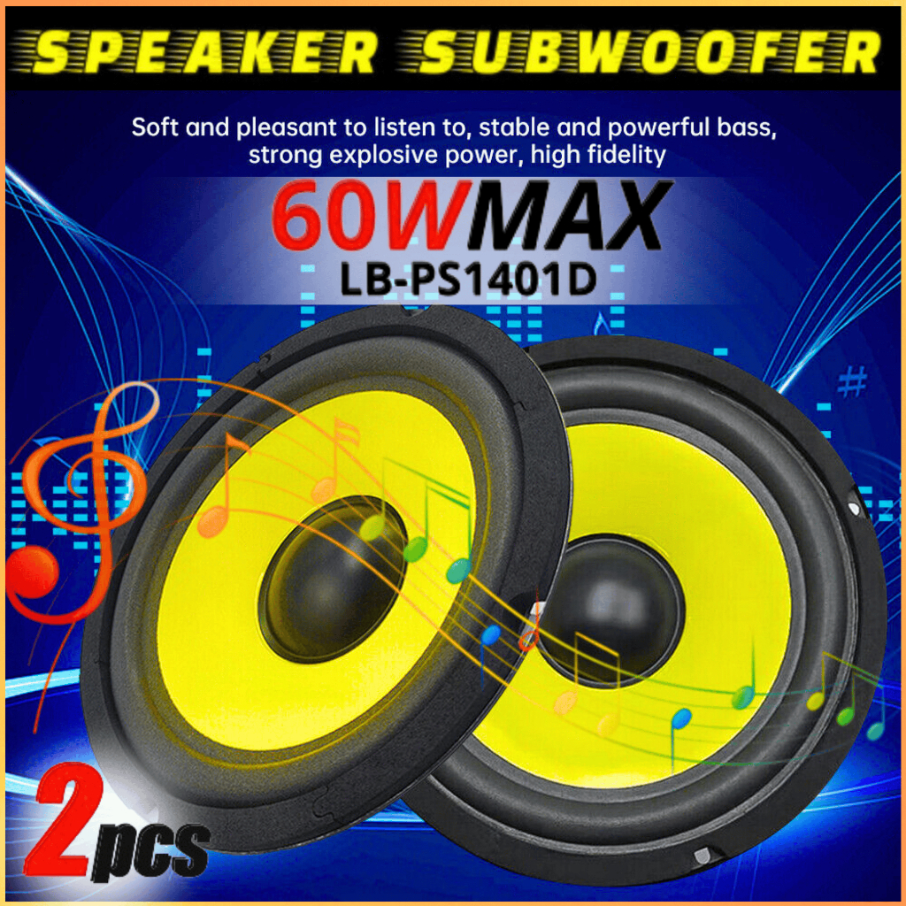 COD LaBo 2 PCS Speaker Pintu Mobil Full Bass Audio Subwoofer Stereo HiFi 4 Inch 60W LB-PS1401D