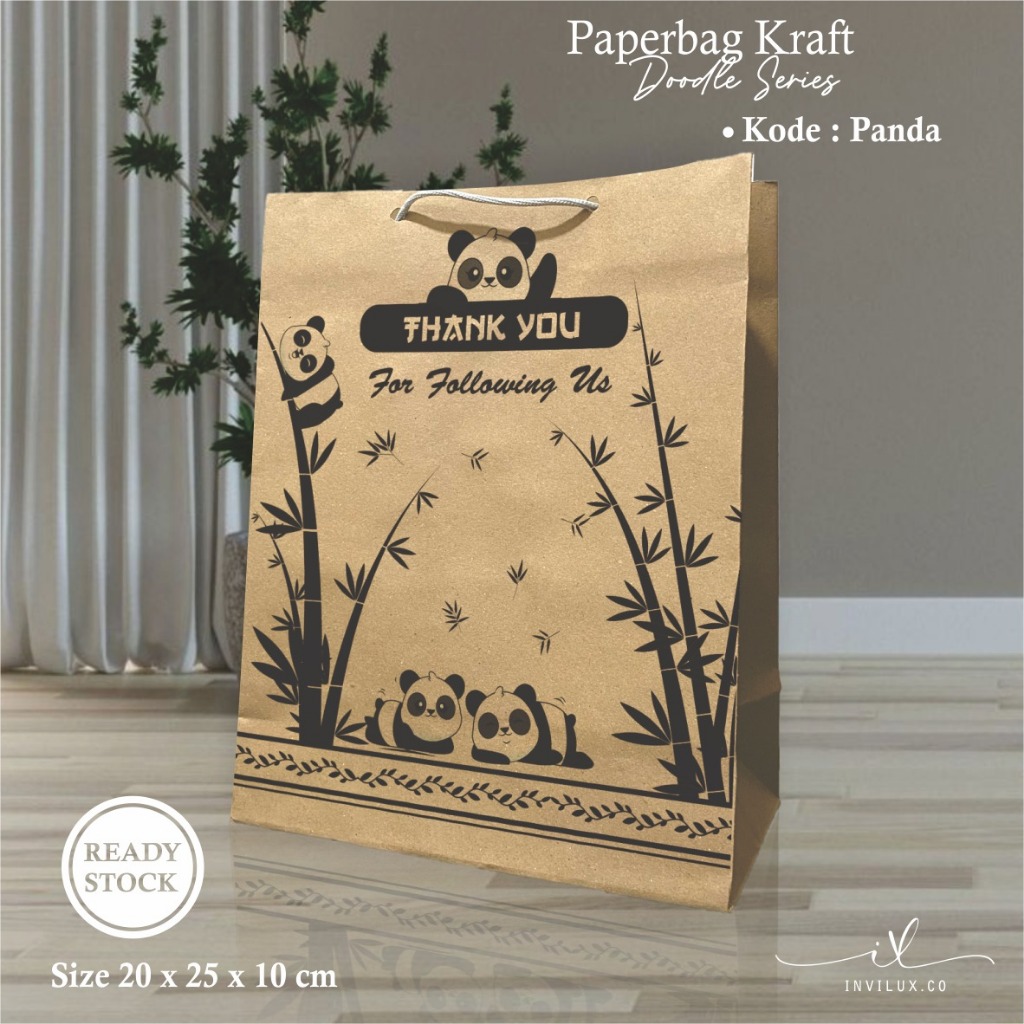 

(12pcs) PAPER BAG MOTIF PANDA UKURAN 20 X 25 X 10 CM READY STOCK LUSINAN