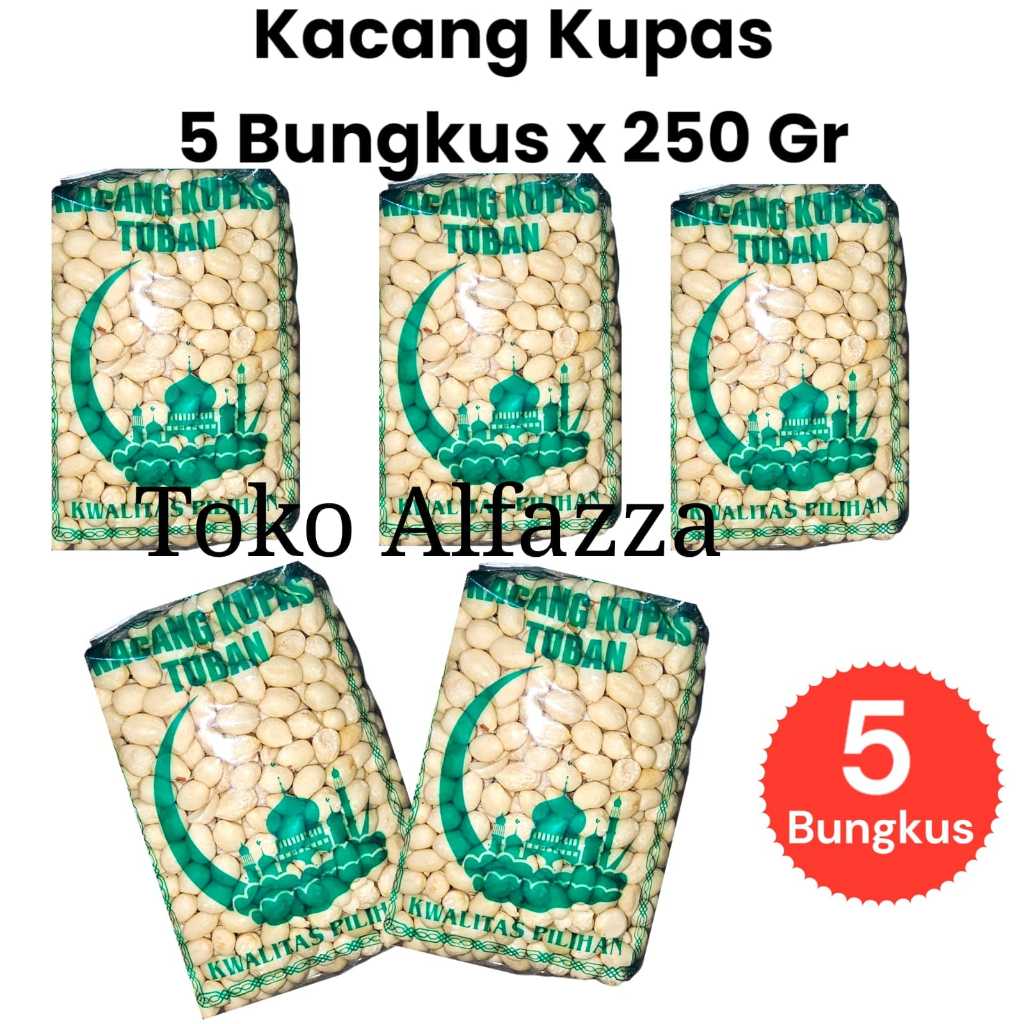 

Paket 5 bungkus kacang Kupas Tuban Mentah kemasan 250 Gram