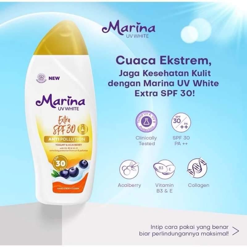 Marina Handbody Lotion Extra SPF 30 - Original Asli Bpom
