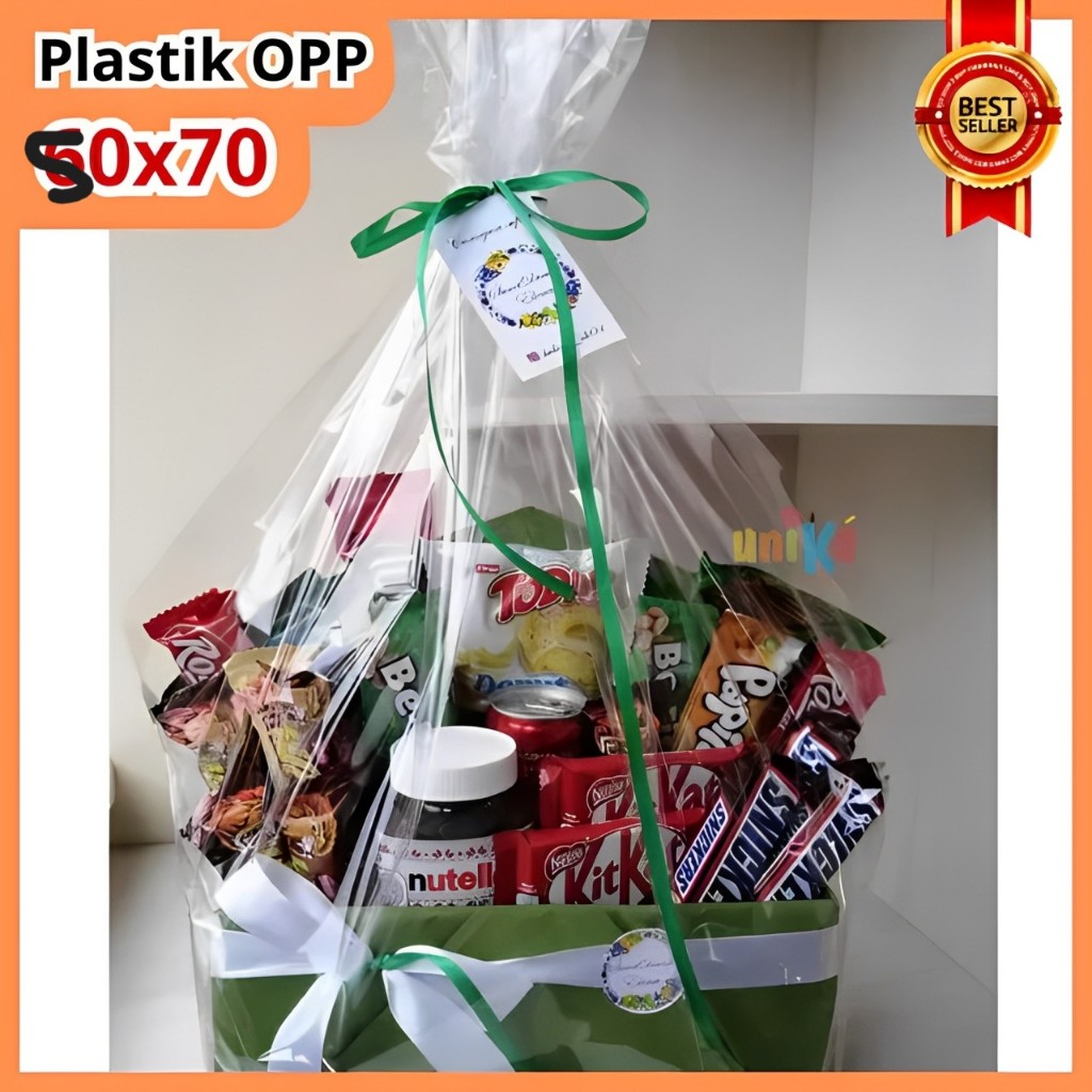 PLASTIK PARCEL BESAR TEBAL 0.3 Kantong OPP Kaca Bening Tebal BUket Bunga Bingkisan Parcel Hampers So
