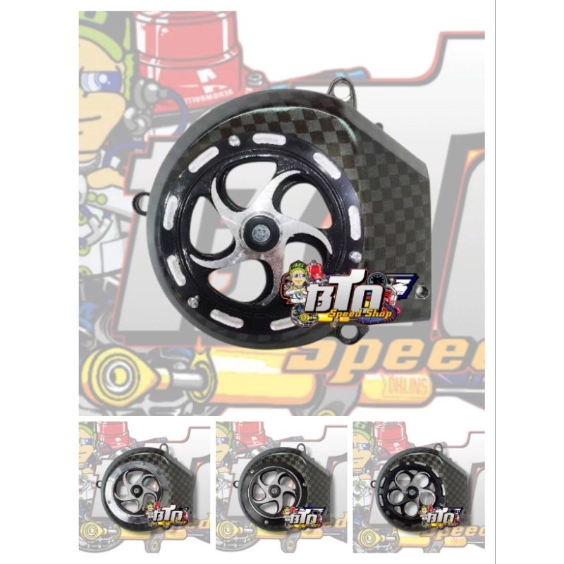 Cover tutup kipas mesin carbon motif catur set spiner spinner almunium yamaha mio smile / sporty / s