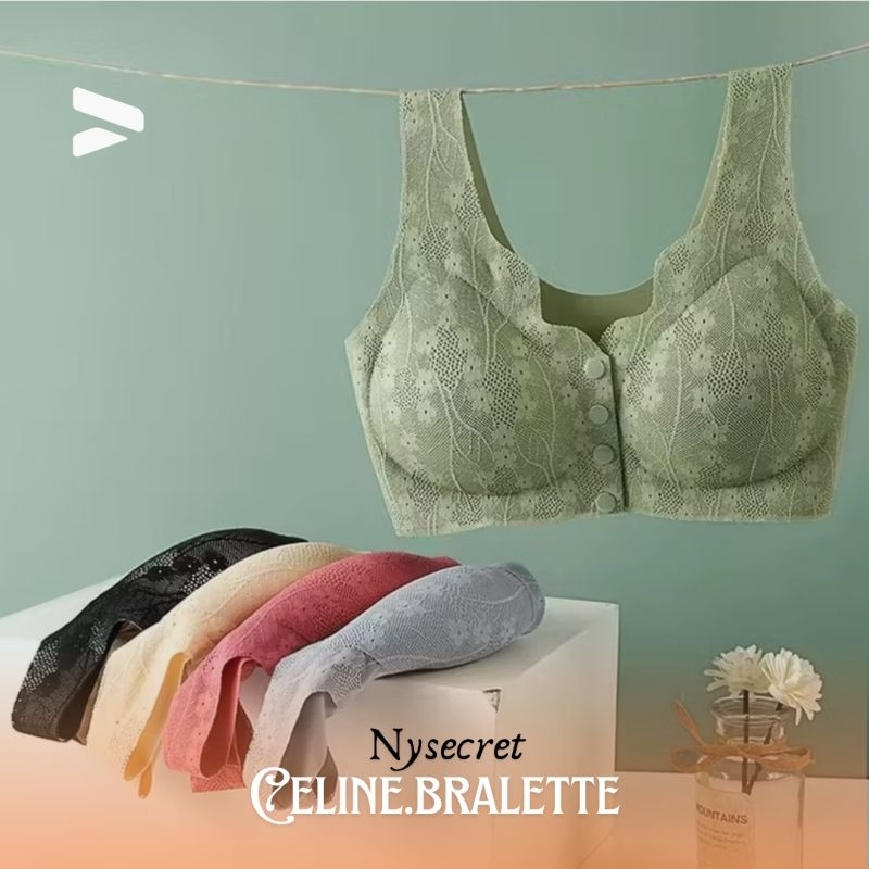 nysecret - Bra seamless tanpa kawat kancing depan renda bunga