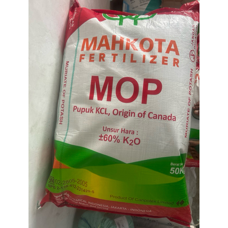 BEST Pupuk KCL Mahkota 50kg 1 Karung KCL Kanada Kemasan Pabrik Via Kargo Murah
