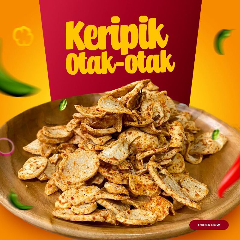 

Keripik Otak -Otak Krispy Pedas Ekstra Daun Jeruk