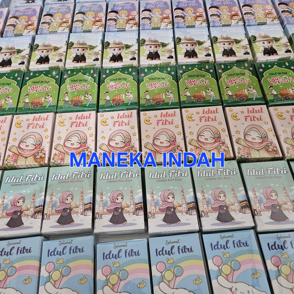 

Amplop Lebaran Idul Fitri motif lucu imut, Labubu Cinamorol Mika 50 Lembar