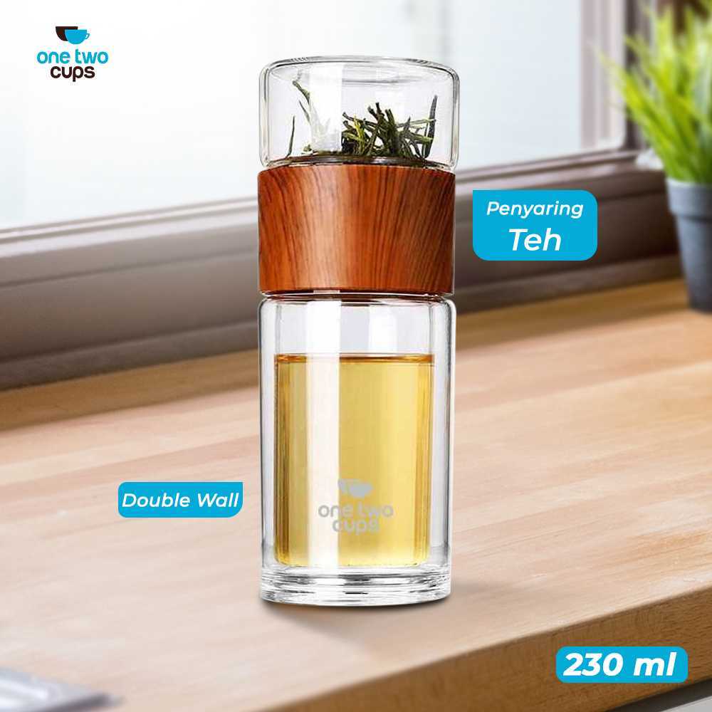 PAJA Botol Minum Kaca Penyaring Teh Double Wall 230ml - Botol Penyaring Teh
