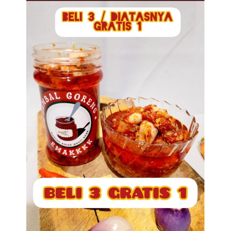 

SAMBAL BABY CUMI BELI 3 GRATIS 1 SAMBAL EMAKKKK 150ml - sambal BABY CUMI,PETE,BAJAK, DLL