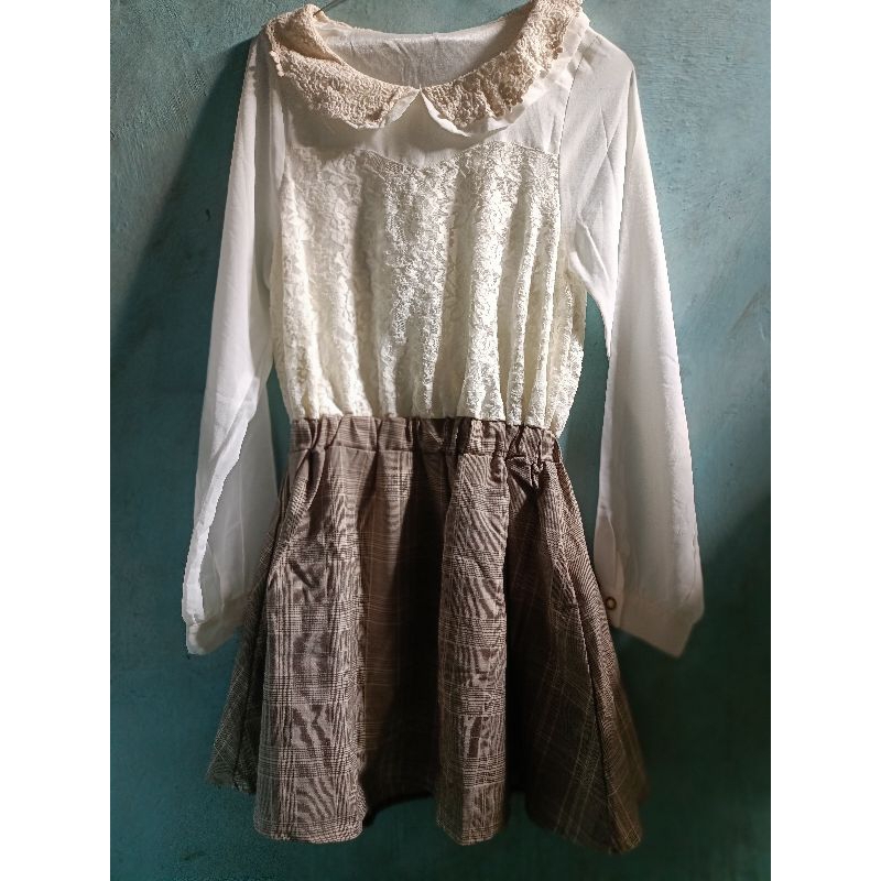 Preloved Mini Dress Kombinasi Brukat