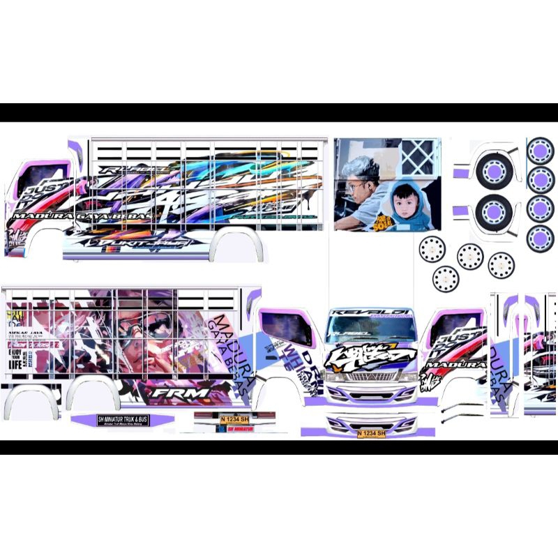 stiker miniatur truk new wahyu abadi desain mirip aslinya