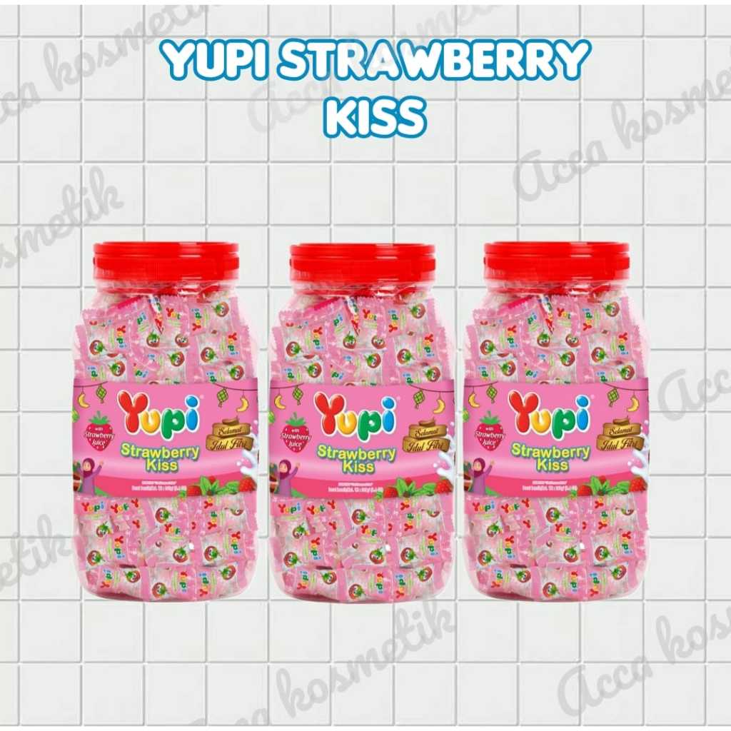 

Permen Yupi strawberry kiss toples 300gram