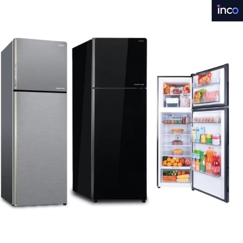 KULKAS AQUA 2 PINTU JUMBO TWIN INVERTER AQR-355IM(BB) / AQR-355IG
