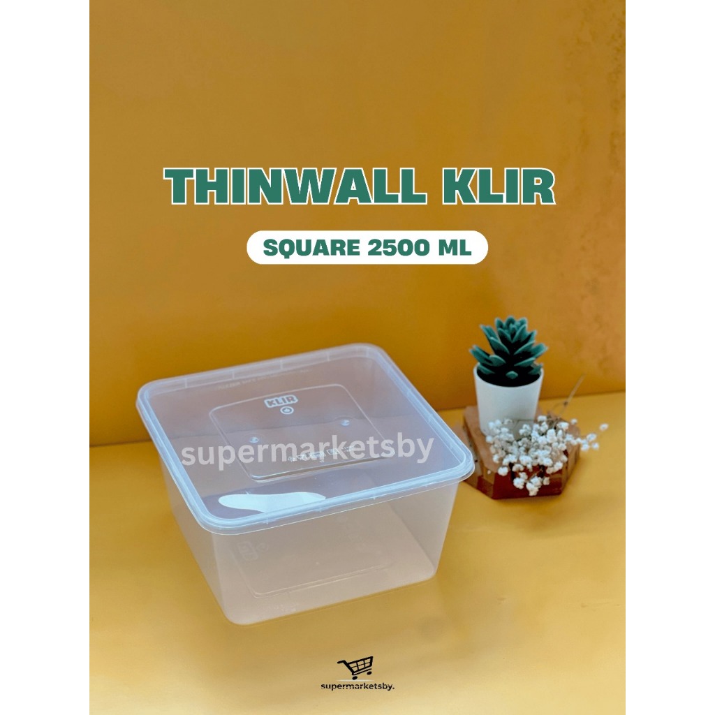 Thinwall Square 2500 ml / Food Container 2500 ml Transparan KLIR