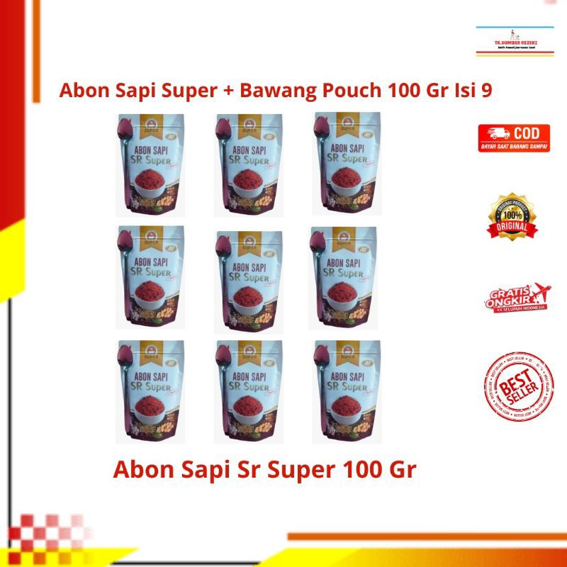 

[PAKET HEMAT ISI 9] Abon Sapi Super Sr + Bawang Pouch Free Sendok 100 Gr PROMO MURAH