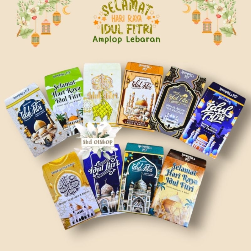 

amplop lebaran angpau lebaran masjid DF2 ukuran medium isi 100 lembar mix gambar