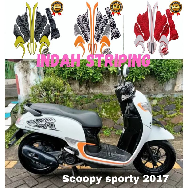 STIKER STRIPING LIS MOTOR SCOOPY SPORTY TAHUN 2017 WARNA MERAH