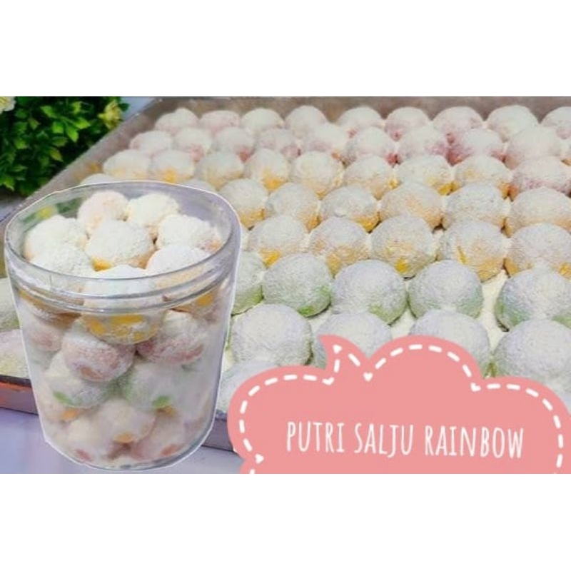 

kue lebaran / kue putri salju rainbow / kue kering putri salju lembut dan lumer / kemasan toples 500ml