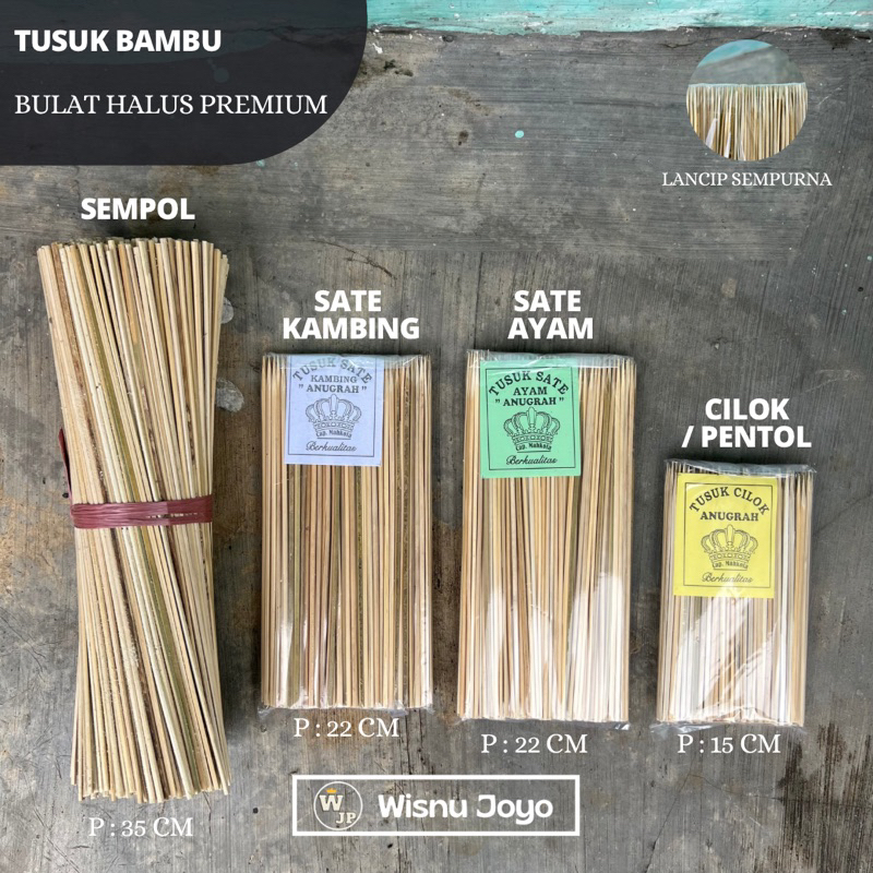 Premium Tusuk Bambu Sate Ayam Isi 250 / Tusuk Cilok Pentol / Tusuk Sate kambing / Tusuk Sempol / Tus