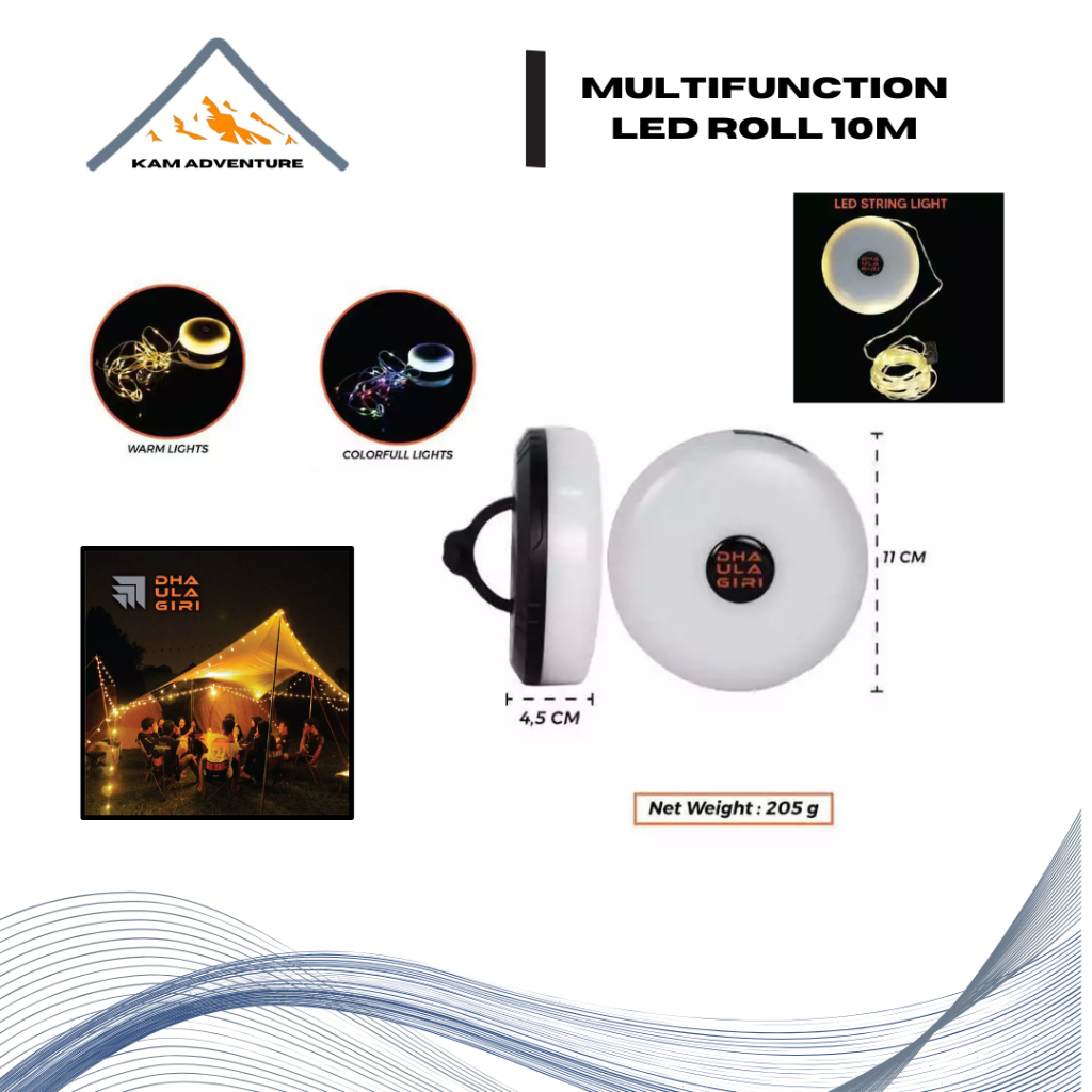 Lampu Hias Tenda Dhaulagiri Multifunction LED Roll 10 Meter Camping Outdoor