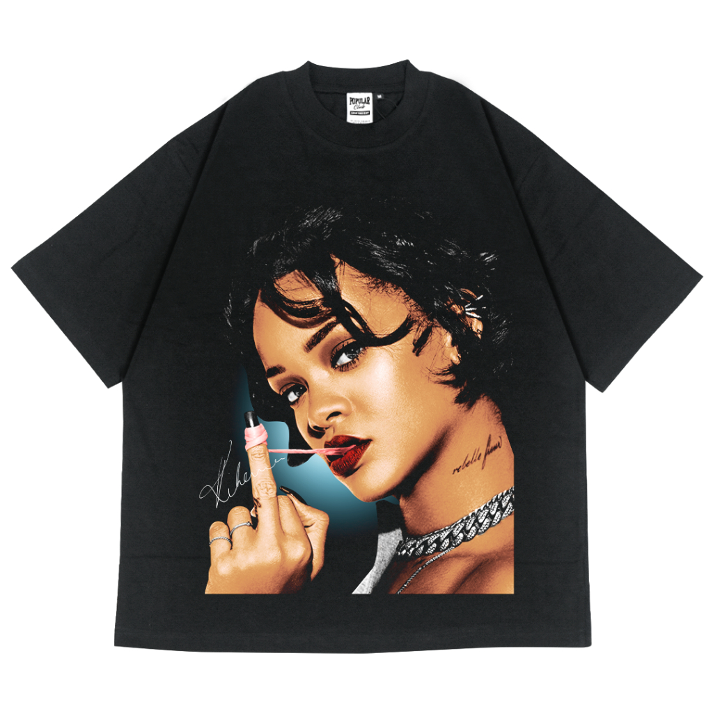 Rihanna Oversized Vintage T-Shirt – Black