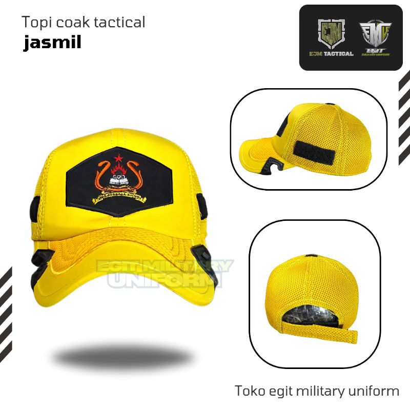 topi coak jasmil topi pet velcro - topi coak kuning TNI